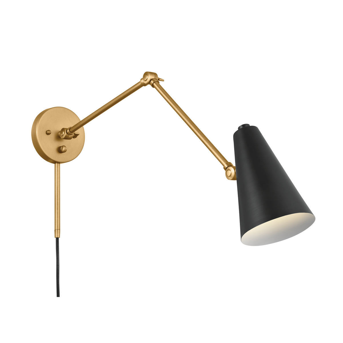 KICHLER 52486NBRB Sylvia 2 Arm Wall Sconce Natural Brass With Black Shade