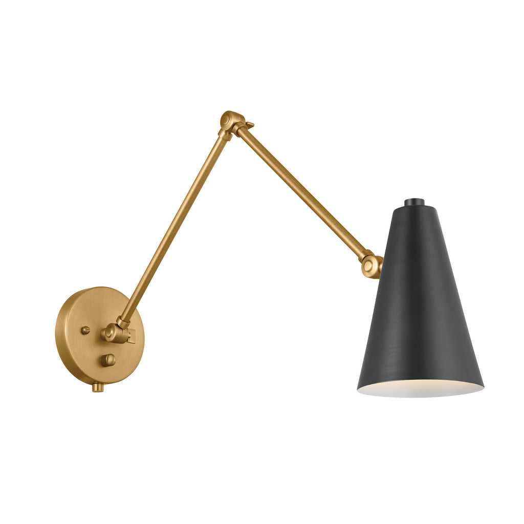 KICHLER 52486NBRB Sylvia 2 Arm Wall Sconce Natural Brass With Black Shade