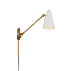 KICHLER 52485NBRW Sylvia 1 Arm Wall Sconce Natural Brass With White Shade