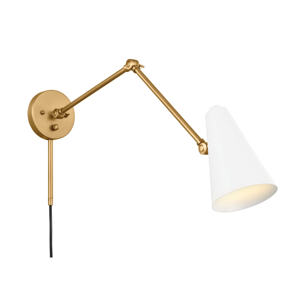KICHLER 52486NBRW Sylvia 2 Arm Wall Sconce Natural Brass With White Shade
