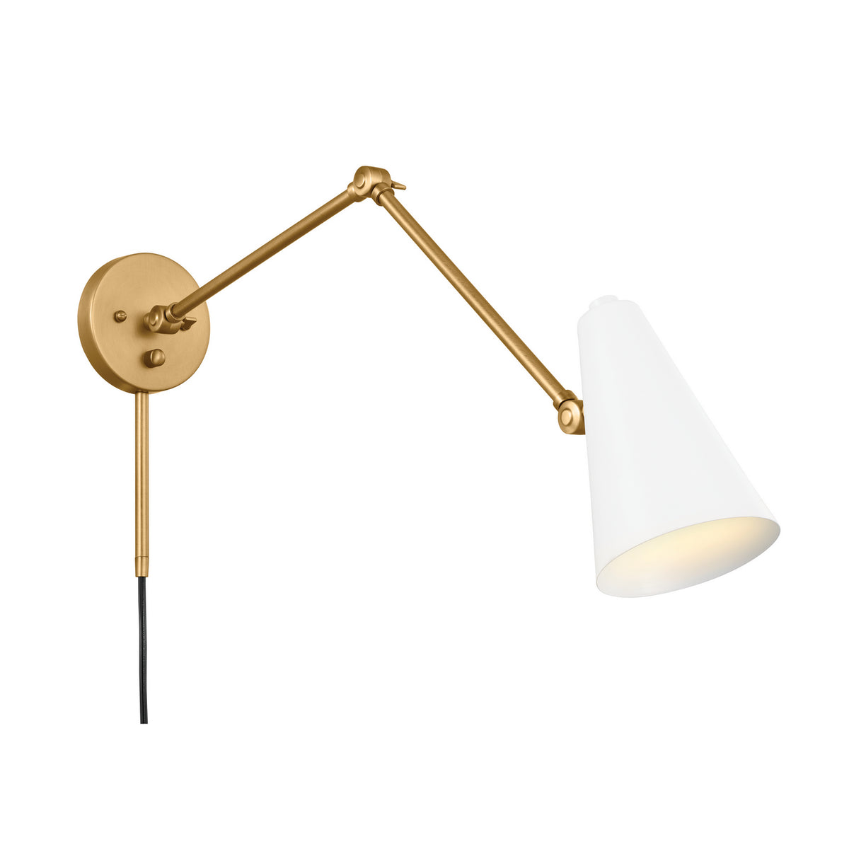 KICHLER 52486NBRW Sylvia 2 Arm Wall Sconce Natural Brass With White Shade