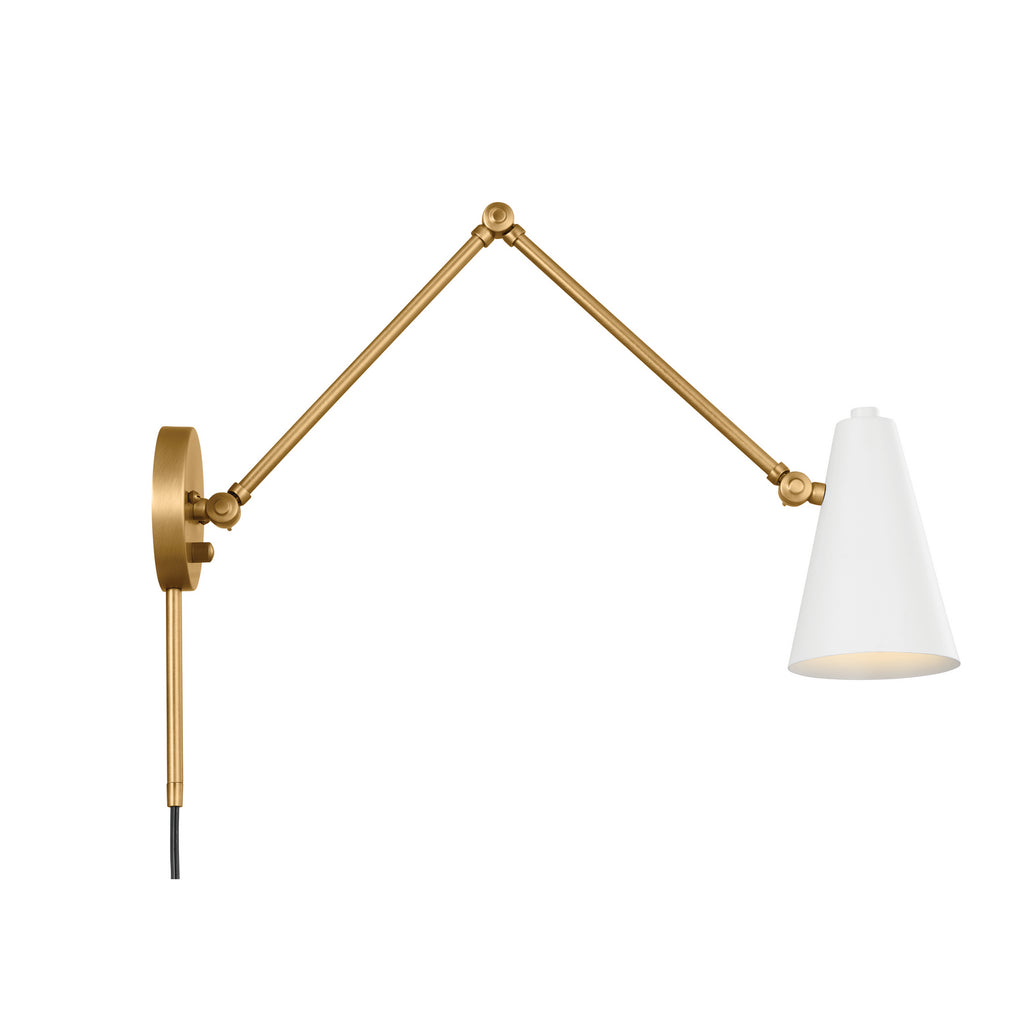 KICHLER 52486NBRW Sylvia 2 Arm Wall Sconce Natural Brass With White Shade