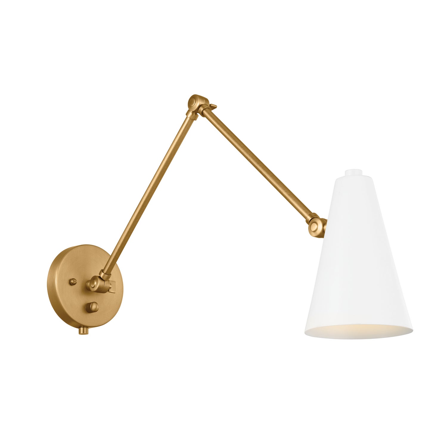 KICHLER 52486NBRW Sylvia 2 Arm Wall Sconce Natural Brass With White Shade