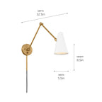 KICHLER 52486NBRW Sylvia 2 Arm Wall Sconce Natural Brass With White Shade