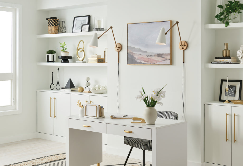 KICHLER 52486NBRW Sylvia 2 Arm Wall Sconce Natural Brass With White Shade
