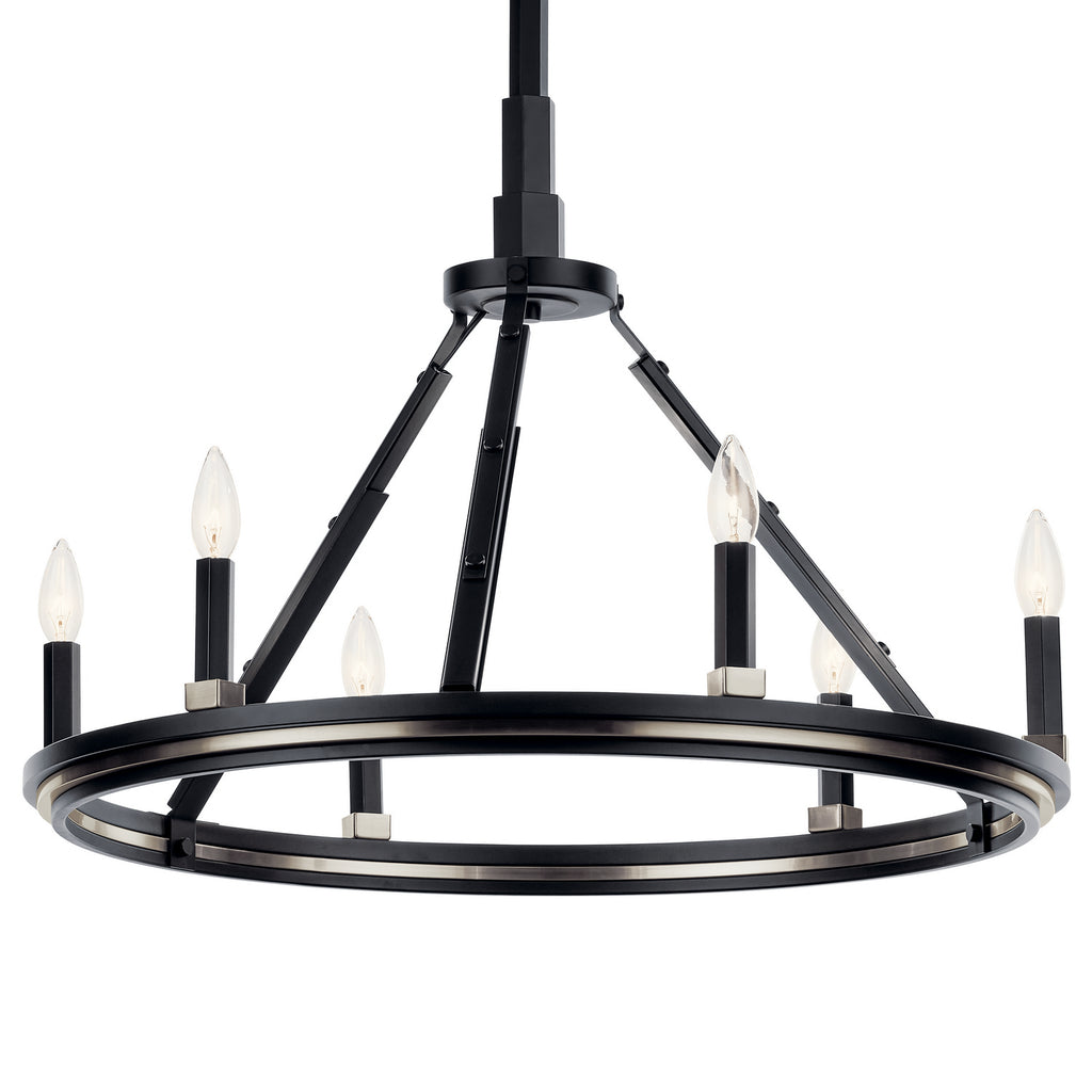 KICHLER 52420BK Emmala 24 Inch 6 Light Chandelier In Brushed Nickel And Black