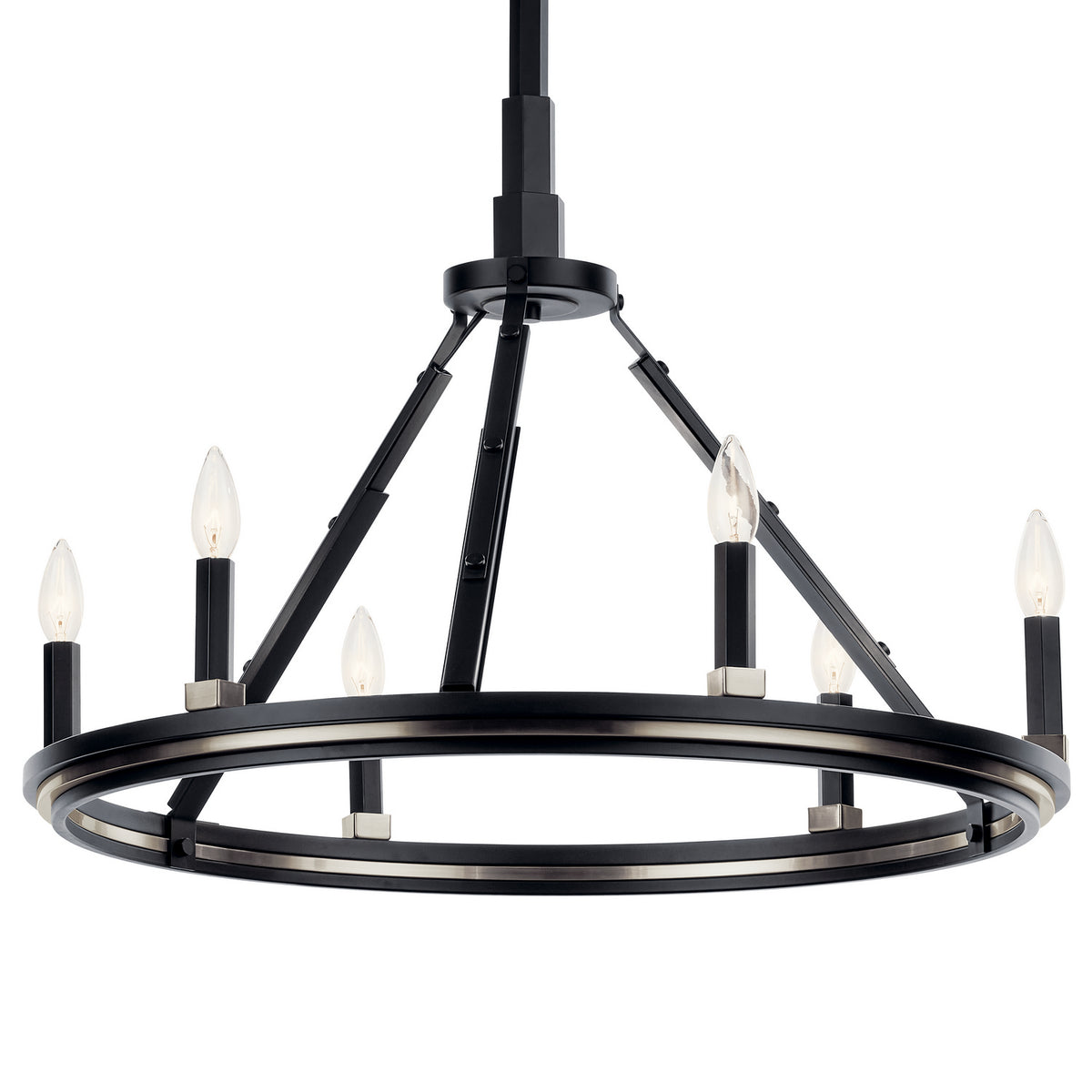 KICHLER 52420BK Emmala 24 Inch 6 Light Chandelier In Brushed Nickel And Black