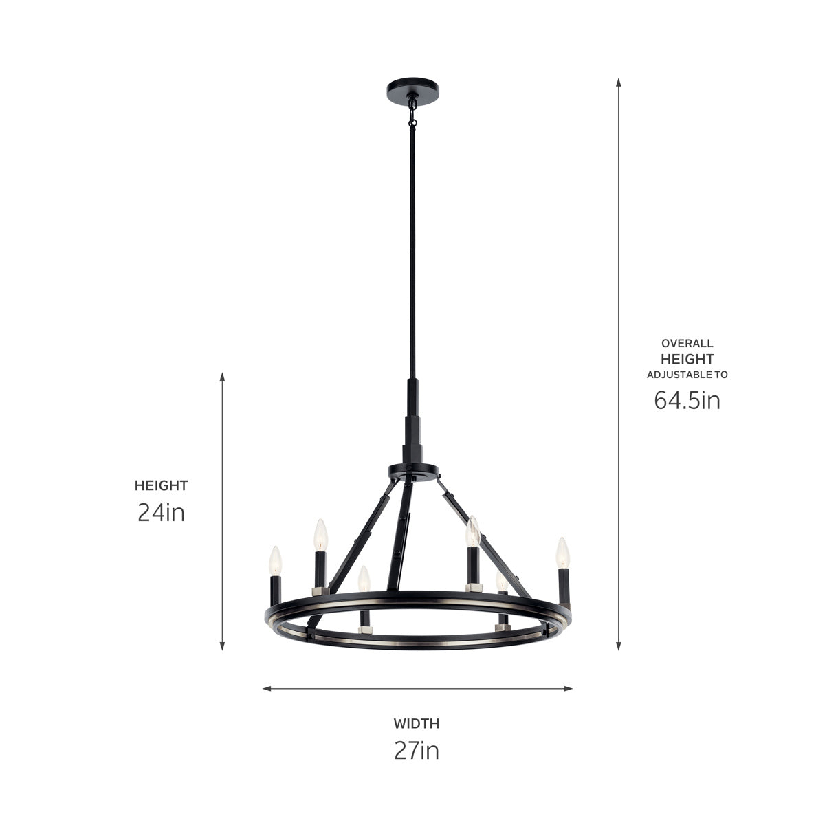 KICHLER 52420BK Emmala 24 Inch 6 Light Chandelier In Brushed Nickel And Black