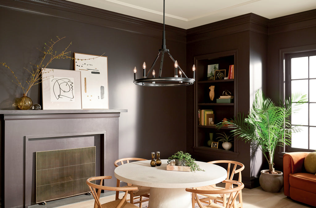 KICHLER 52420BK Emmala 24 Inch 6 Light Chandelier In Brushed Nickel And Black