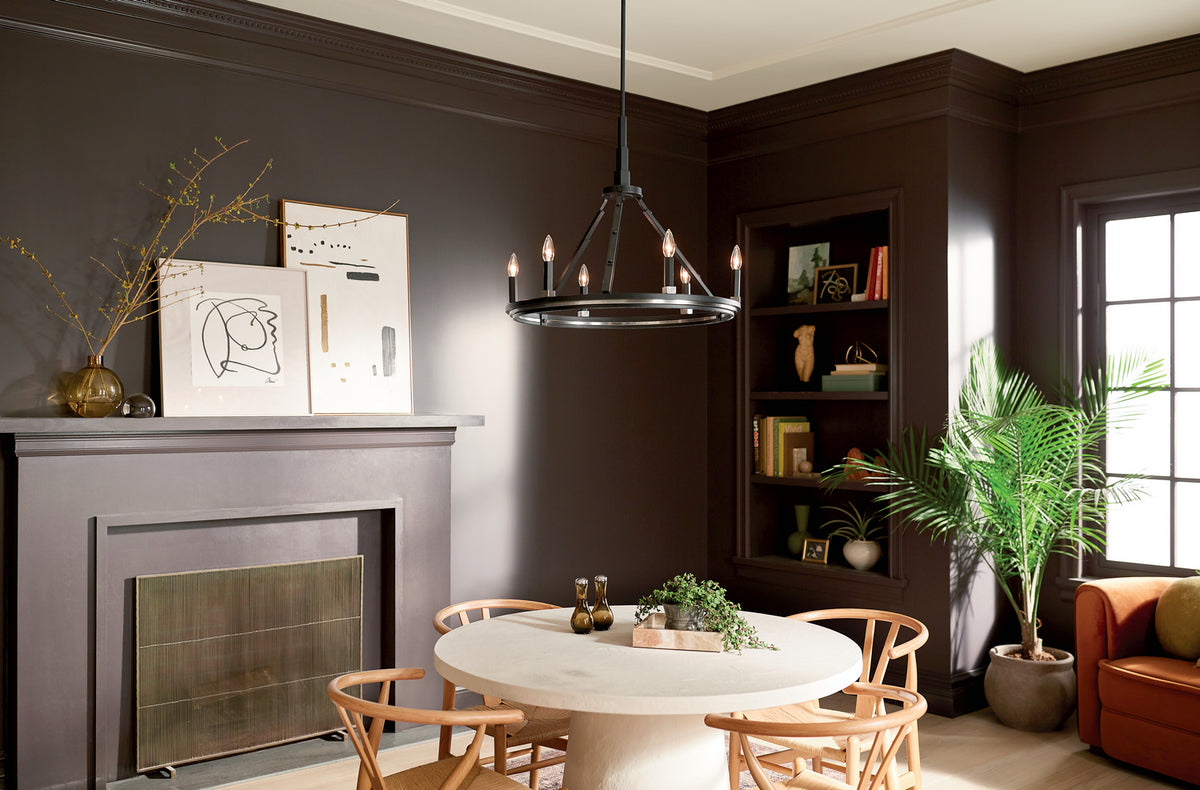 KICHLER 52420BK Emmala 24 Inch 6 Light Chandelier In Brushed Nickel And Black