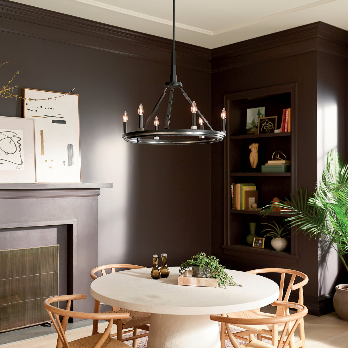KICHLER 52420BK Emmala 24 Inch 6 Light Chandelier In Brushed Nickel And Black