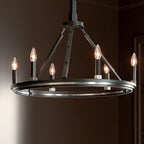 KICHLER 52420BK Emmala 24 Inch 6 Light Chandelier In Brushed Nickel And Black