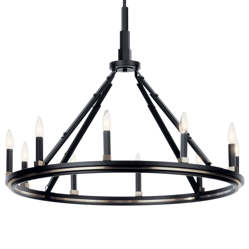 KICHLER 52421BK Emmala 27.50 Inch 10 Light Chandelier In Brushed Nickel And Black