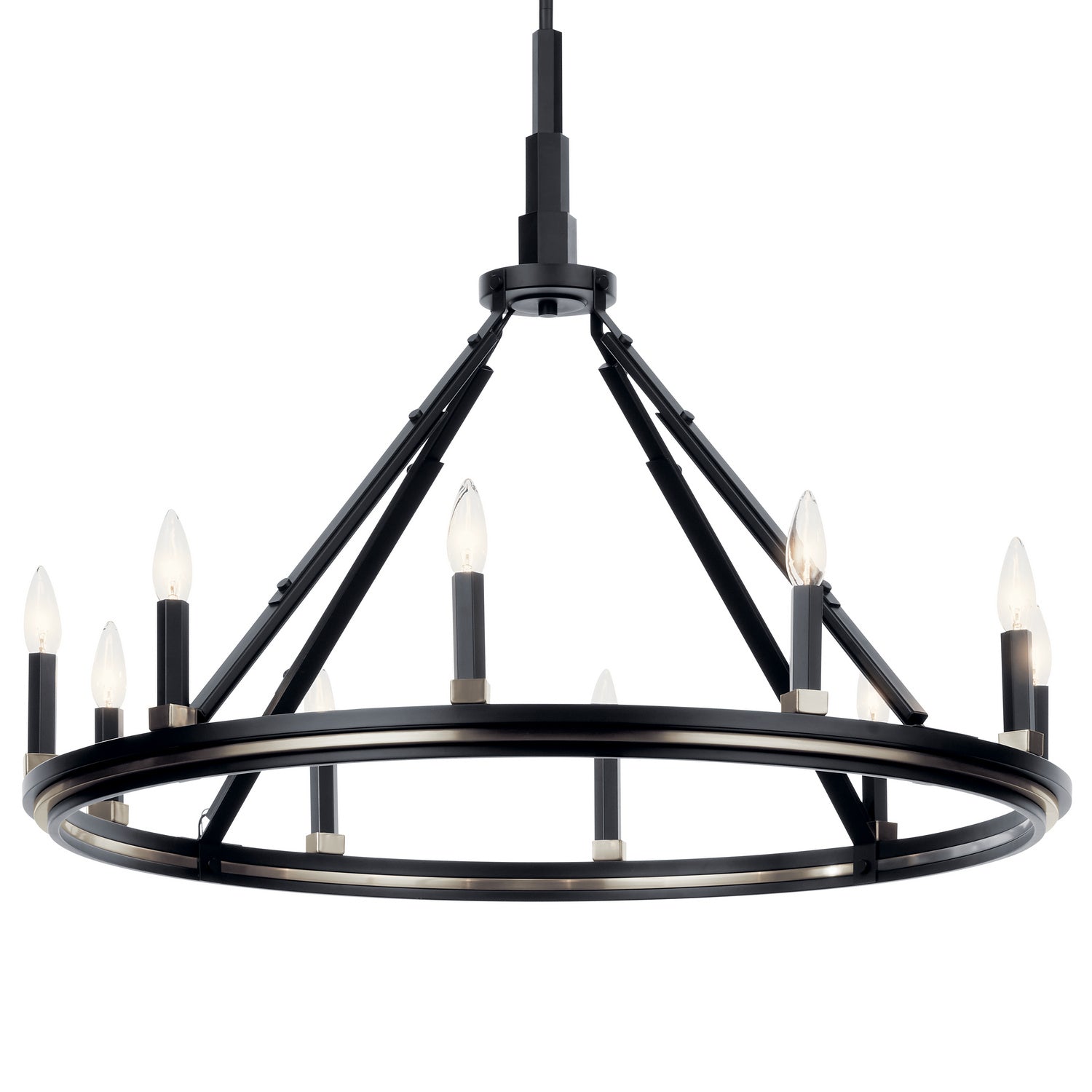 KICHLER 52421BK Emmala 27.50 Inch 10 Light Chandelier In Brushed Nickel And Black