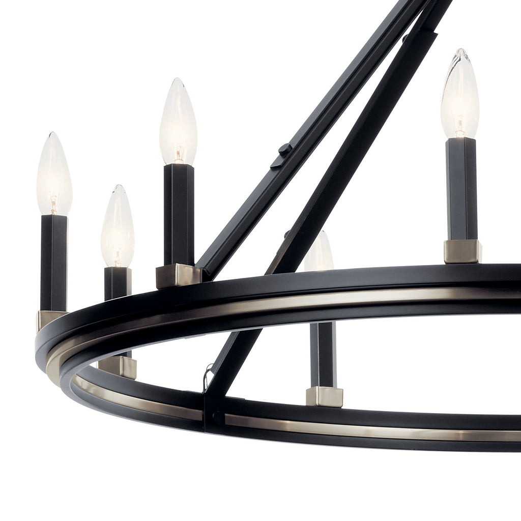 KICHLER 52421BK Emmala 27.50 Inch 10 Light Chandelier In Brushed Nickel And Black