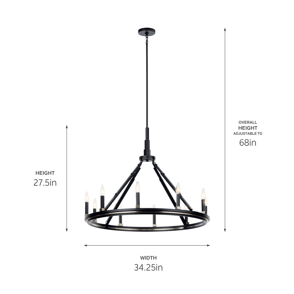 KICHLER 52421BK Emmala 27.50 Inch 10 Light Chandelier In Brushed Nickel And Black