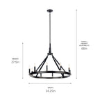KICHLER 52421BK Emmala 27.50 Inch 10 Light Chandelier In Brushed Nickel And Black