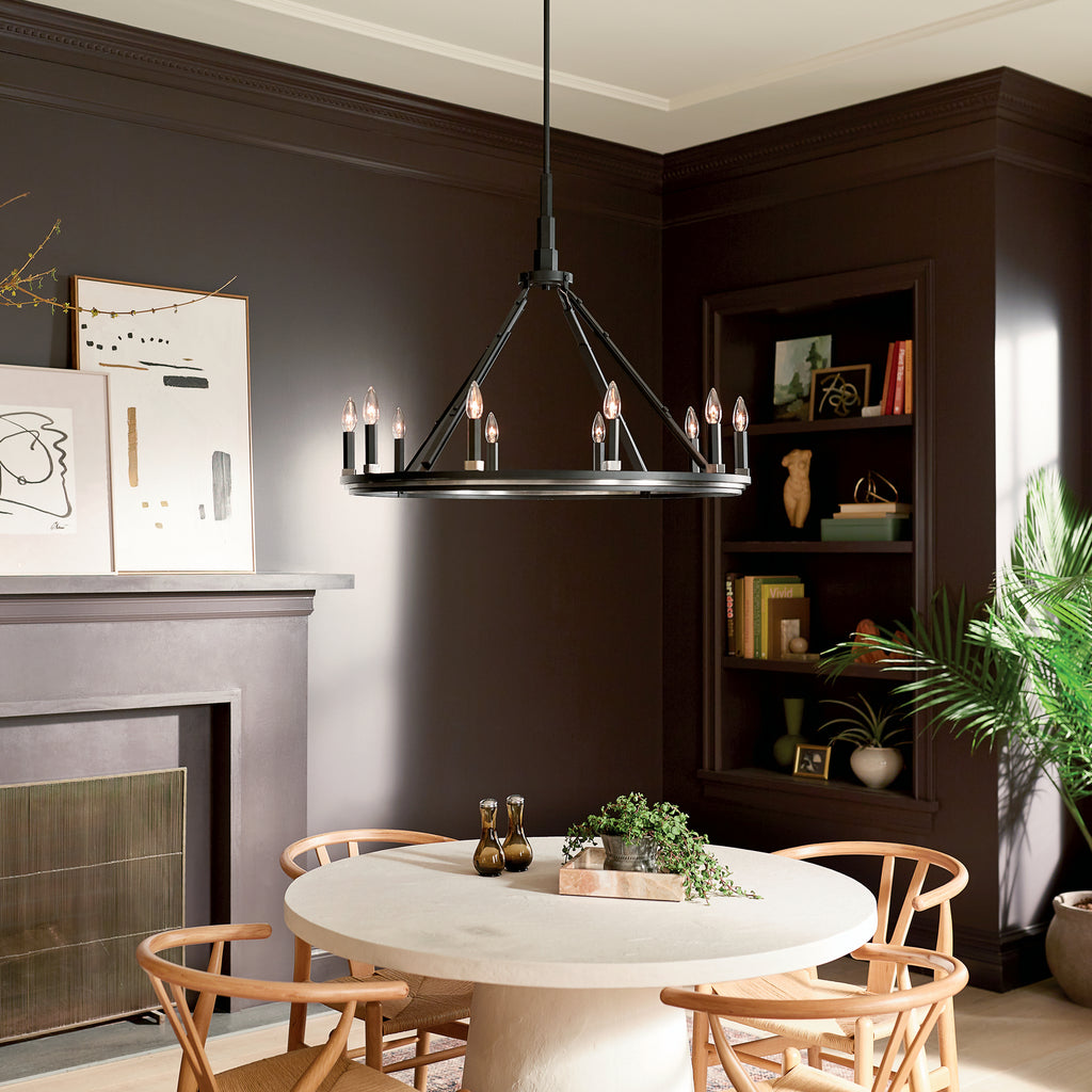 KICHLER 52421BK Emmala 27.50 Inch 10 Light Chandelier In Brushed Nickel And Black