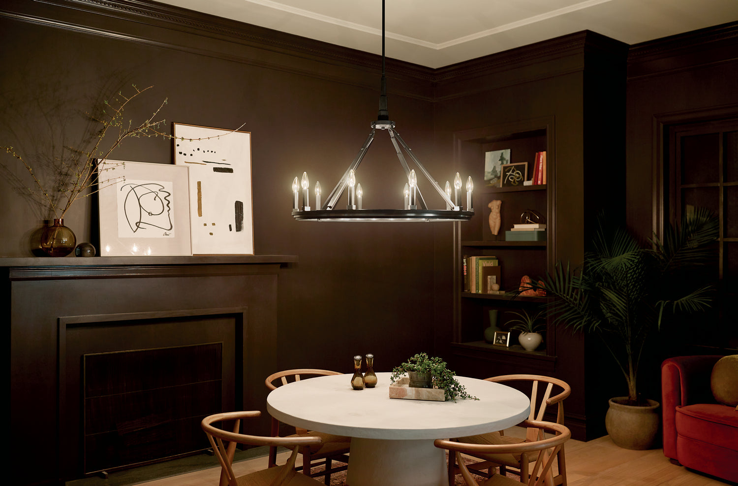 KICHLER 52421BK Emmala 27.50 Inch 10 Light Chandelier In Brushed Nickel And Black