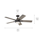 KICHLER 310126OZ Tide 52 Inch Tide Weather+ Fan - Olde Bronze