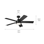 KICHLER 310126SBK Tide 52 Inch Tide Weather+ Fan - Satin Black