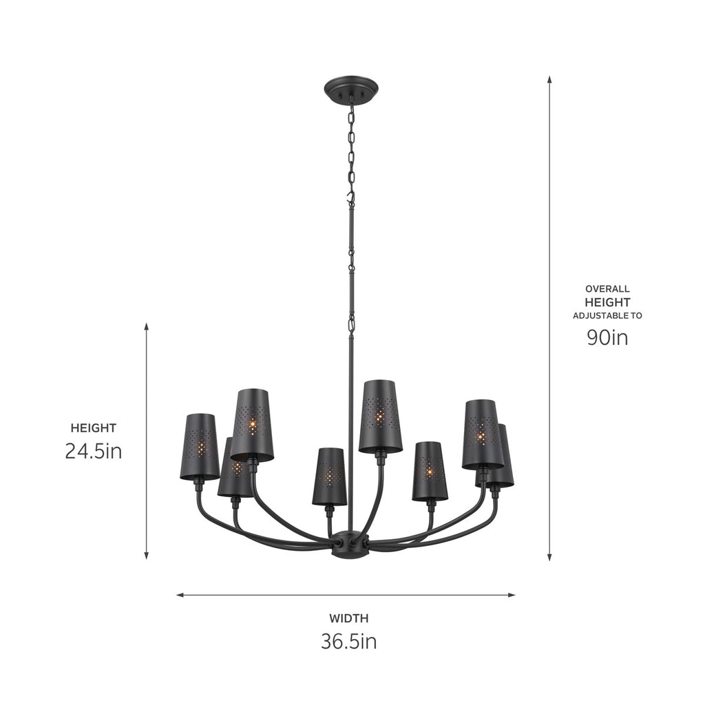 KICHLER 52509BK Adeena Chandelier 8 Light - Black