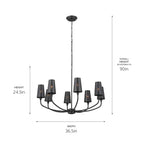 KICHLER 52509BK Adeena Chandelier 8 Light - Black