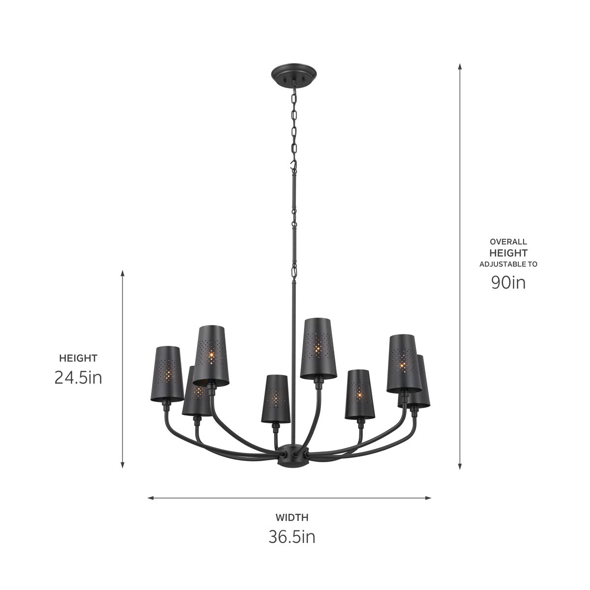 KICHLER 52509BK Adeena Chandelier 8 Light - Black