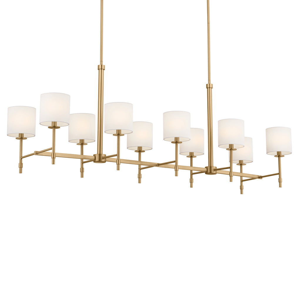 KICHLER 52503BNB Ali Linear Chandelier 10 Light - Brushed Natural Brass