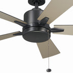 KICHLER 330241SBK 42 Inch Lucian Ii 5 Blade Indoor Ceiling Fan In Satin Black With Reversible Silver And Black Blades