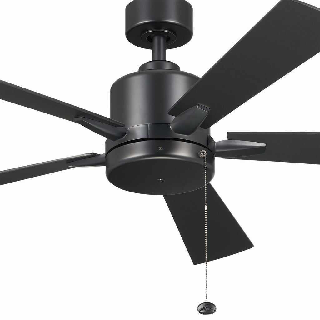 KICHLER 330242SBK 52 Inch Lucian Ii 5 Blade Indoor Ceiling Fan In Satin Black With Reversible Silver And Black Blades