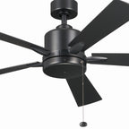 KICHLER 330242SBK 52 Inch Lucian Ii 5 Blade Indoor Ceiling Fan In Satin Black With Reversible Silver And Black Blades