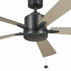 KICHLER 330242SBK 52 Inch Lucian Ii 5 Blade Indoor Ceiling Fan In Satin Black With Reversible Silver And Black Blades