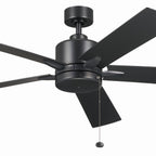 KICHLER 330243SBK 60 Inch Lucian Ii 5 Blade Indoor Ceiling Fan In Satin Black With Reversible Silver And Black Blades