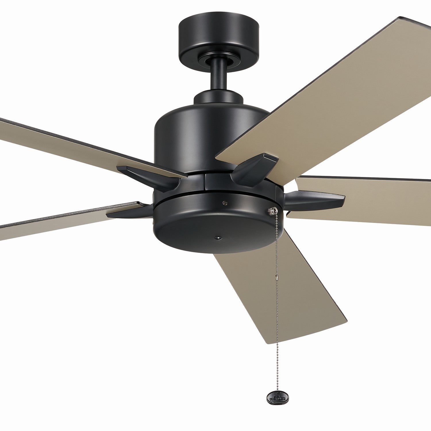 KICHLER 330243SBK 60 Inch Lucian Ii 5 Blade Indoor Ceiling Fan In Satin Black With Reversible Silver And Black Blades