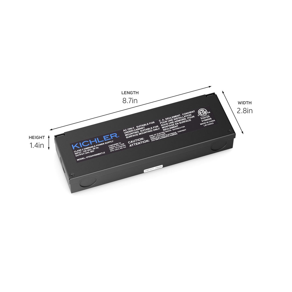 KICHLER 6TD24V096BKTV2 6Td 24V Direct Wire Dimmable Power Supply
