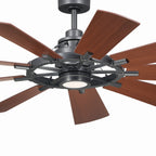 KICHLER 300260AVI 60 Inch Gentry 9 Blade Indoor Ceiling Fan With Etched Cased Opal Glass In Anvil Iron With Reversible Distressed Antique Gray And Walnut Blades