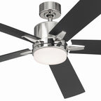 KICHLER 330060PN 60 Inch Lucian Elite Xl 5 Blade Indoor Ceiling Fan With Etched Cased Opal Glass In Polished Nickel With Reversible Black And Silver Blades