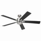 KICHLER 330060PN 60 Inch Lucian Elite Xl 5 Blade Indoor Ceiling Fan With Etched Cased Opal Glass In Polished Nickel With Reversible Black And Silver Blades