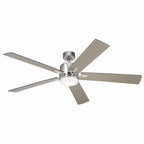 KICHLER 330060PN 60 Inch Lucian Elite Xl 5 Blade Indoor Ceiling Fan With Etched Cased Opal Glass In Polished Nickel With Reversible Black And Silver Blades
