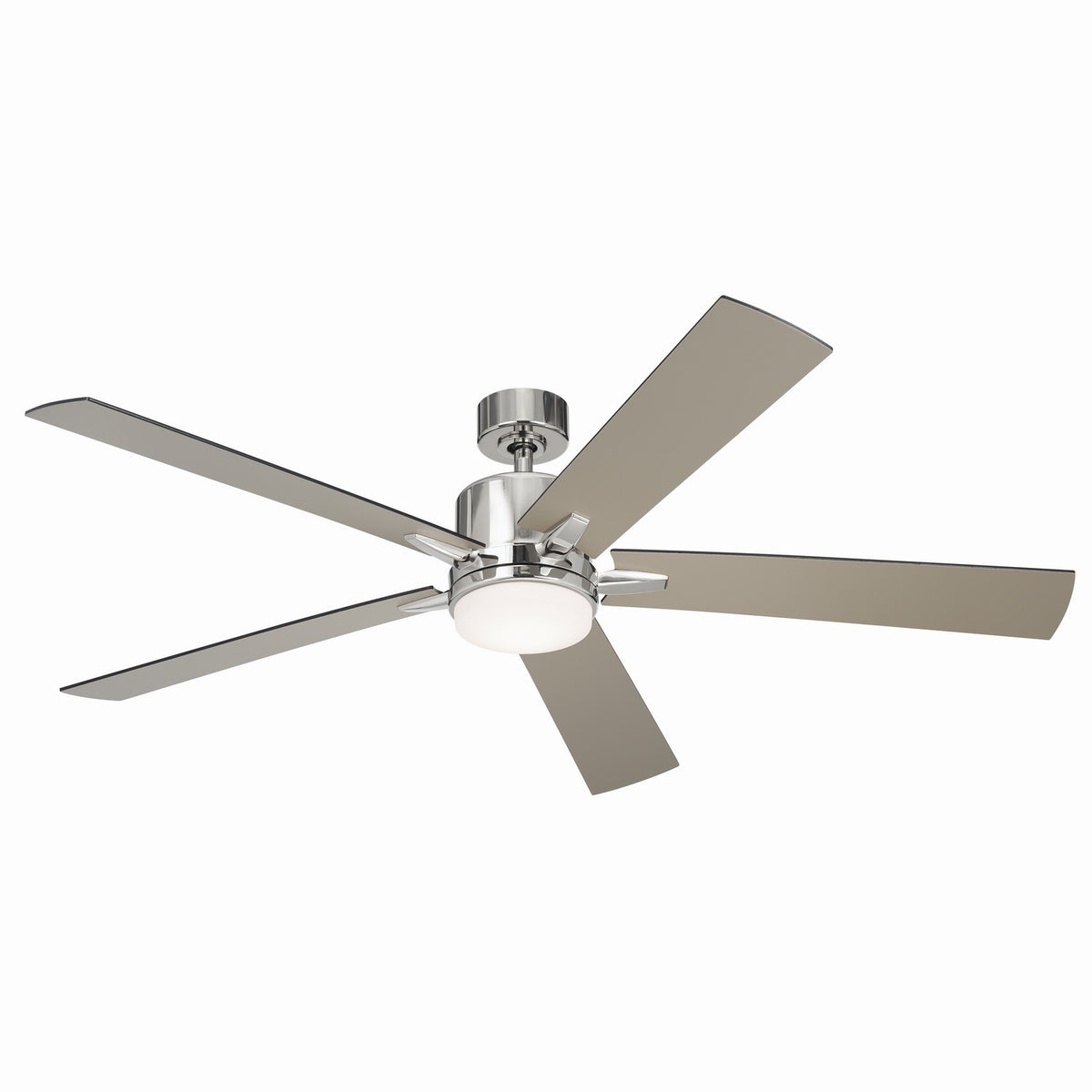 KICHLER 330060PN 60 Inch Lucian Elite Xl 5 Blade Indoor Ceiling Fan With Etched Cased Opal Glass In Polished Nickel With Reversible Black And Silver Blades