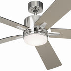 KICHLER 330060PN 60 Inch Lucian Elite Xl 5 Blade Indoor Ceiling Fan With Etched Cased Opal Glass In Polished Nickel With Reversible Black And Silver Blades