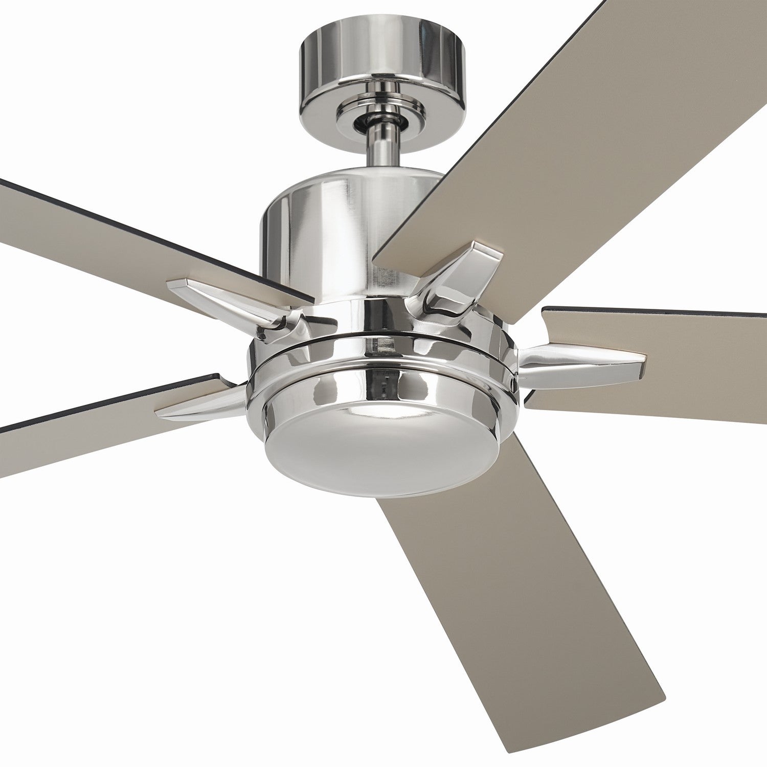 KICHLER 330060PN 60 Inch Lucian Elite Xl 5 Blade Indoor Ceiling Fan With Etched Cased Opal Glass In Polished Nickel With Reversible Black And Silver Blades