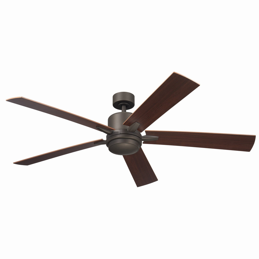 KICHLER 330060OZ 60 Inch Lucian Elite Xl 5 Blade Indoor Ceiling Fan With Etched Cased Opal Glass In Olde Bronze With Reversible Walnut And Cherry Blades