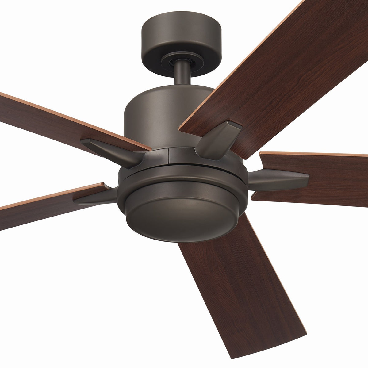 KICHLER 330060OZ 60 Inch Lucian Elite Xl 5 Blade Indoor Ceiling Fan With Etched Cased Opal Glass In Olde Bronze With Reversible Walnut And Cherry Blades