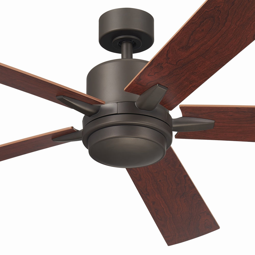 KICHLER 330060OZ 60 Inch Lucian Elite Xl 5 Blade Indoor Ceiling Fan With Etched Cased Opal Glass In Olde Bronze With Reversible Walnut And Cherry Blades