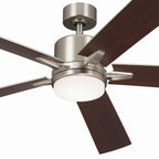 KICHLER 330060NI 60 Inch Lucian Elite Xl 5 Blade Indoor Ceiling Fan With Etched Cased Opal Glass In Brushed Nickel With Reversible Walnut And Silver Blades
