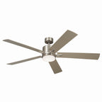 KICHLER 330060NI 60 Inch Lucian Elite Xl 5 Blade Indoor Ceiling Fan With Etched Cased Opal Glass In Brushed Nickel With Reversible Walnut And Silver Blades