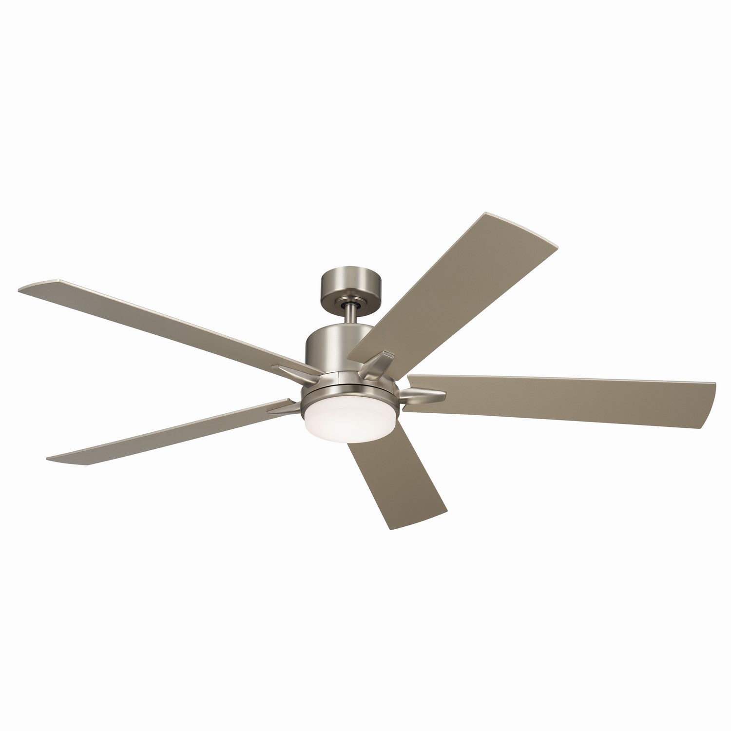 KICHLER 330060NI 60 Inch Lucian Elite Xl 5 Blade Indoor Ceiling Fan With Etched Cased Opal Glass In Brushed Nickel With Reversible Walnut And Silver Blades