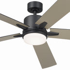 KICHLER 330060SBK 60 Inch Lucian Elite Xl 5 Blade Indoor Ceiling Fan With Etched Cased Opal Glass In Satin Black With Reversible Silver And Black Blades
